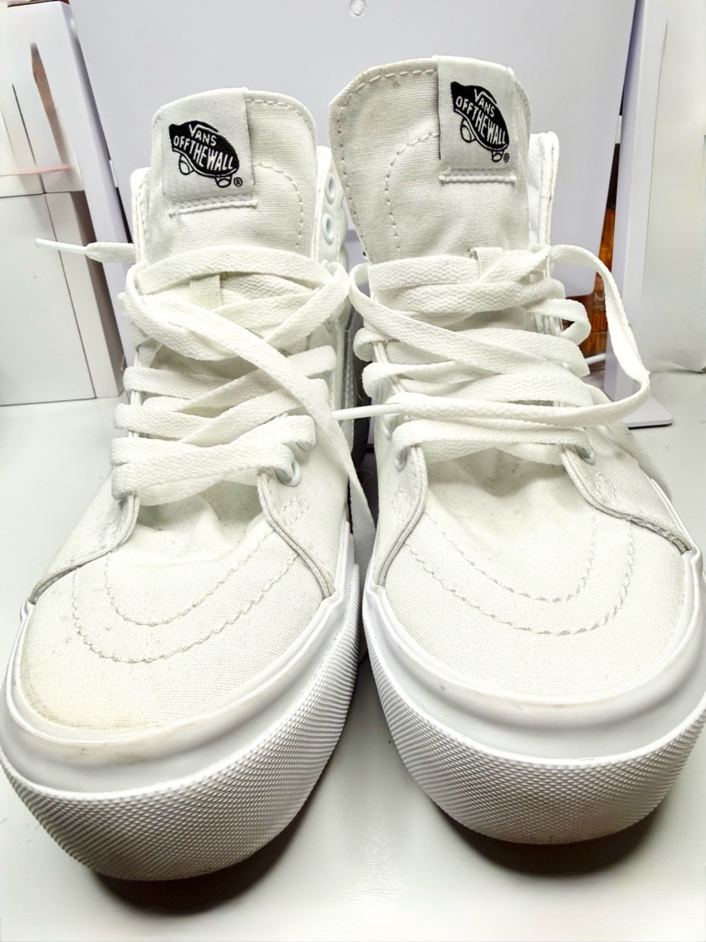 Vans White Canvas High-Top Sneakers Size 7W